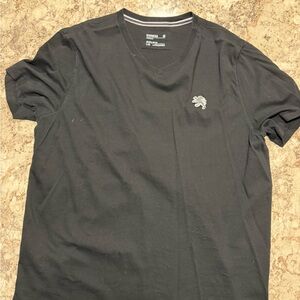 Express Black V-Neck T-Shirt with Lion Logo